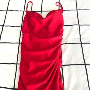 Ruched Red Prom Dress